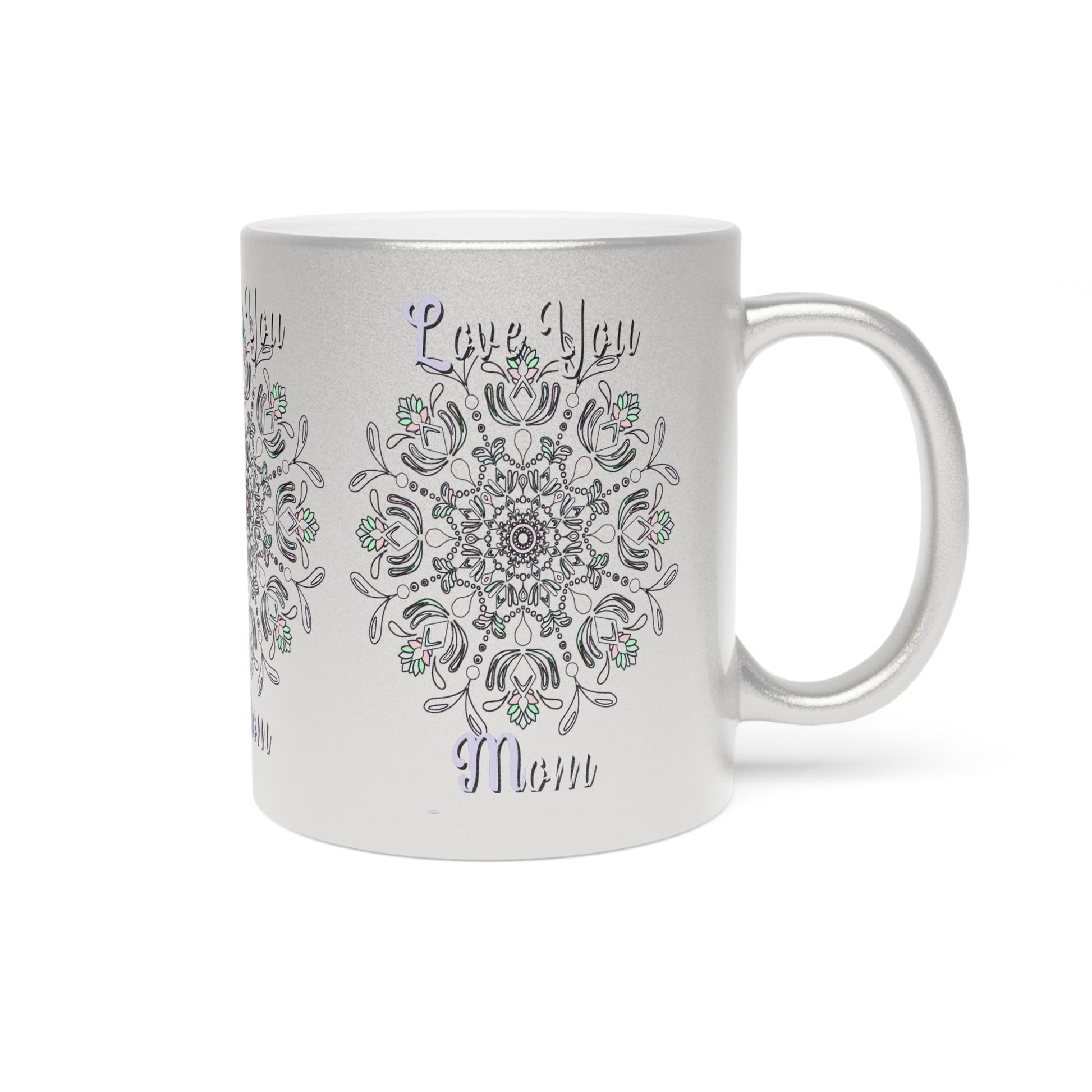 Perfect Birthday Gift for Mom - "Love You Mom" Metallic Mug (Silver/Gold) - Blululi