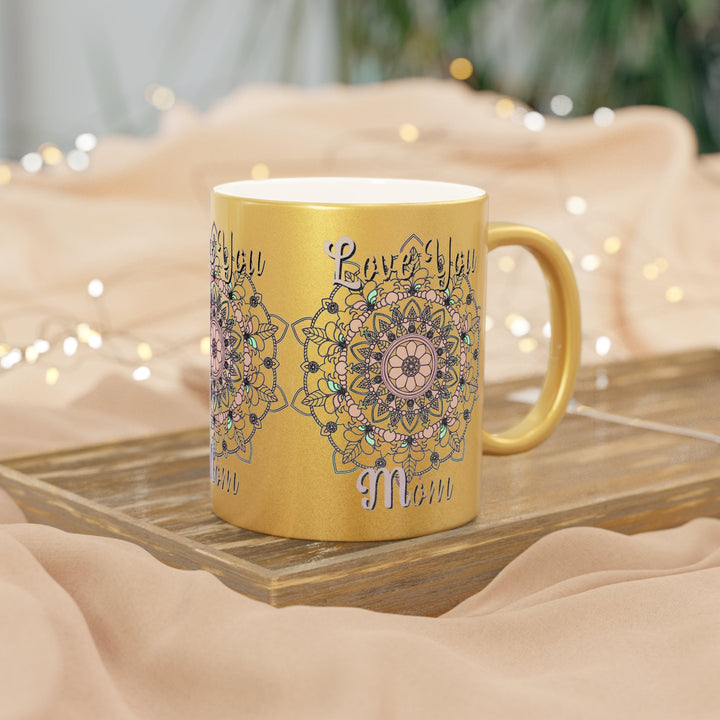 Perfect Birthday Gift for Mom - "Love You Mom" Metallic Mug (Silver/Gold) - Blululi