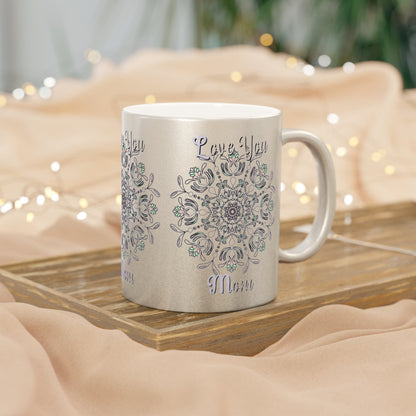 Perfect Birthday Gift for Mom - "Love You Mom" Metallic Mug (Silver/Gold) - Blululi