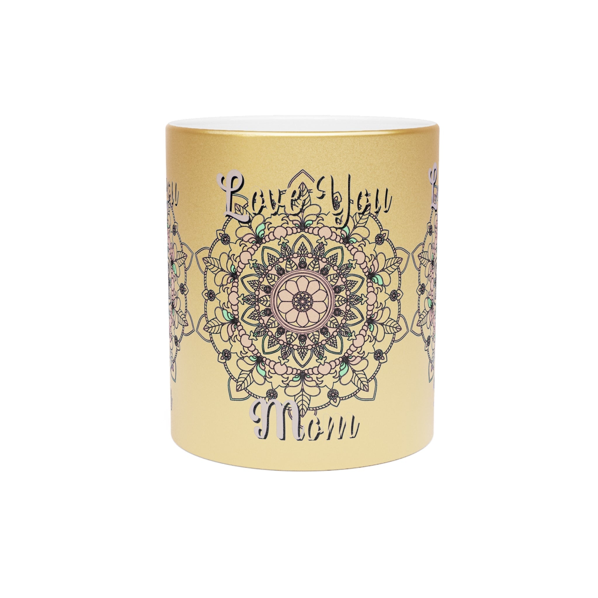 Perfect Birthday Gift for Mom - "Love You Mom" Metallic Mug (Silver/Gold) - Blululi