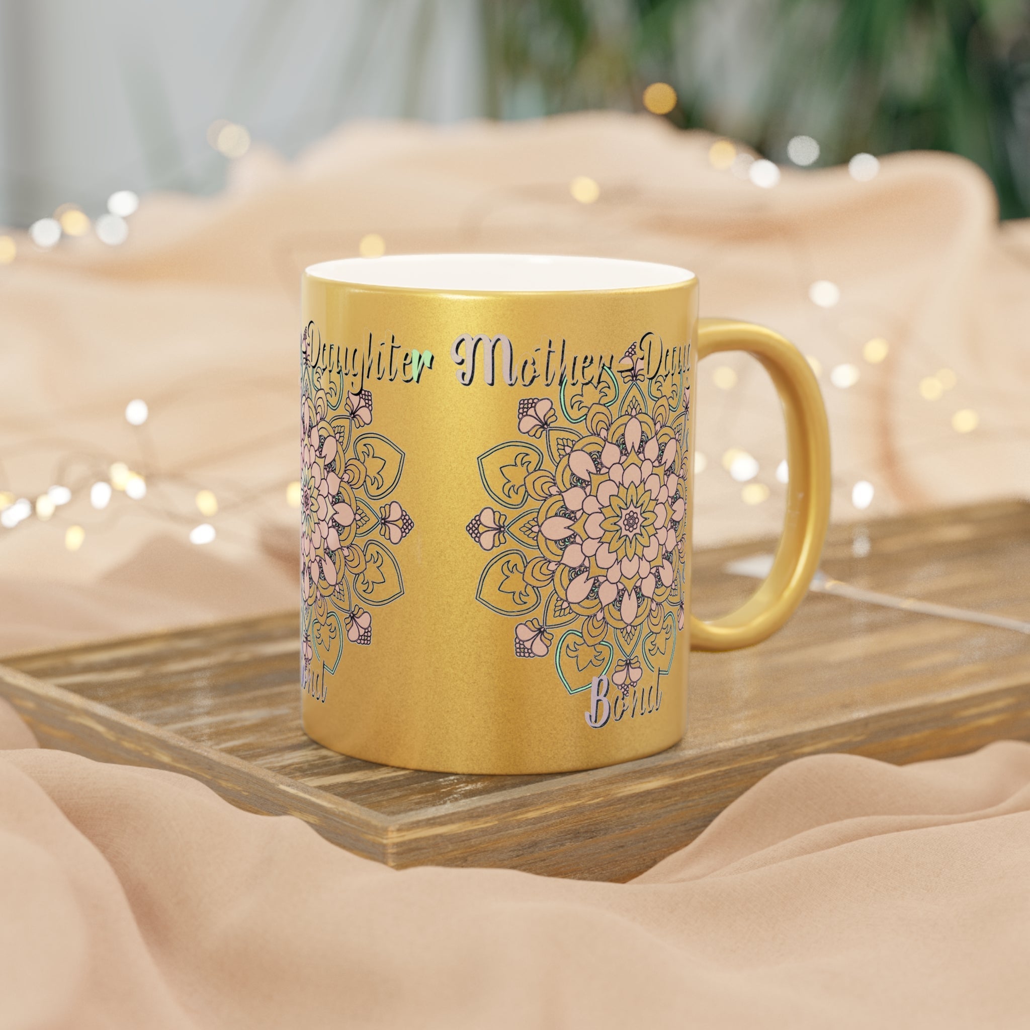 Perfect Birthday Gift for Mom - "Mother - Daughter Bond" Metallic Mug (Silver/Gold) - Blululi