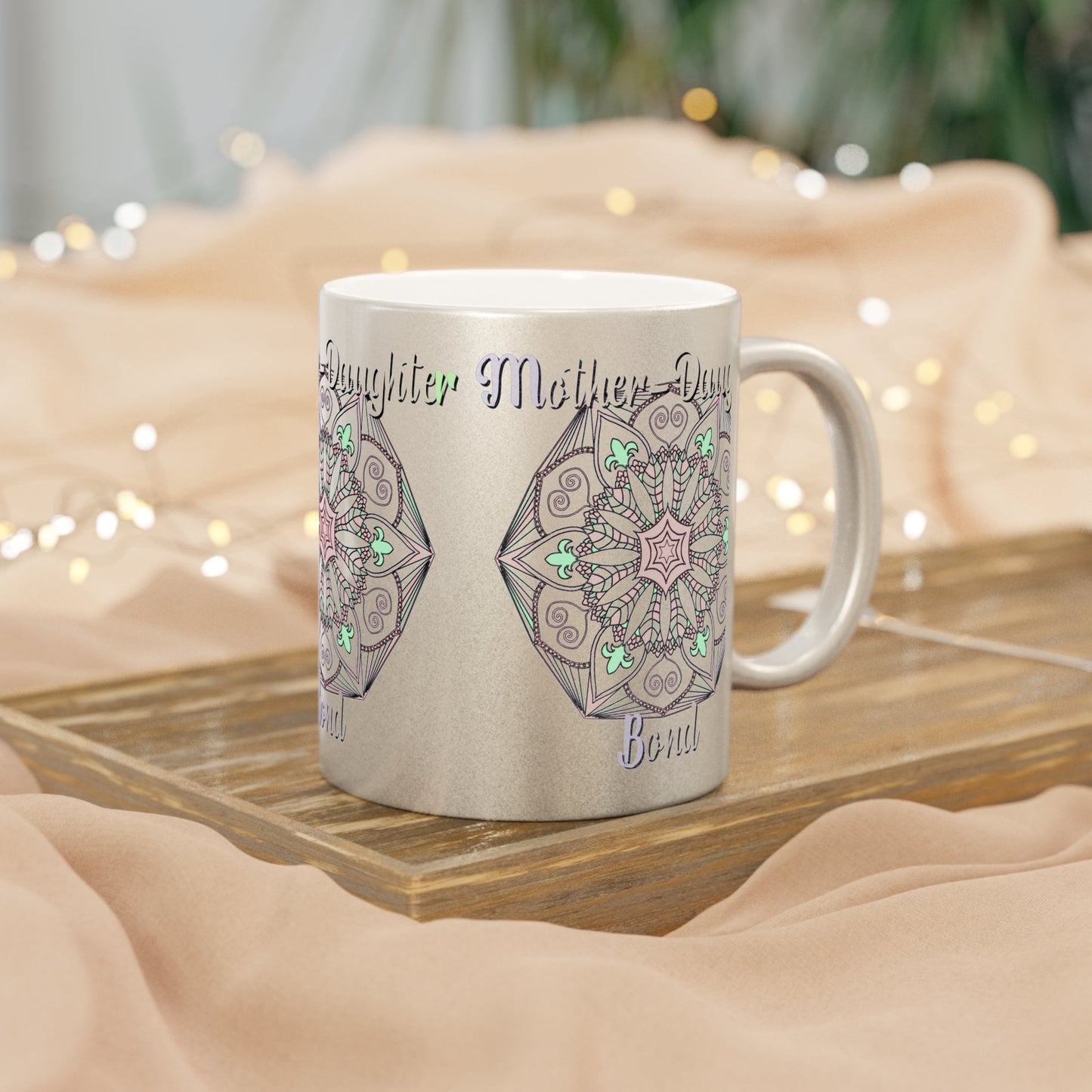 Perfect Birthday Gift for Mom - "Mother - Daughter Bond" Metallic Mug (Silver/Gold) - Blululi