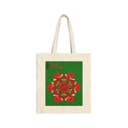 Perfect Holiday Accessory - "Merry & Bright" Christmas Mandala Cotton Canvas Tote Bag - Blululi