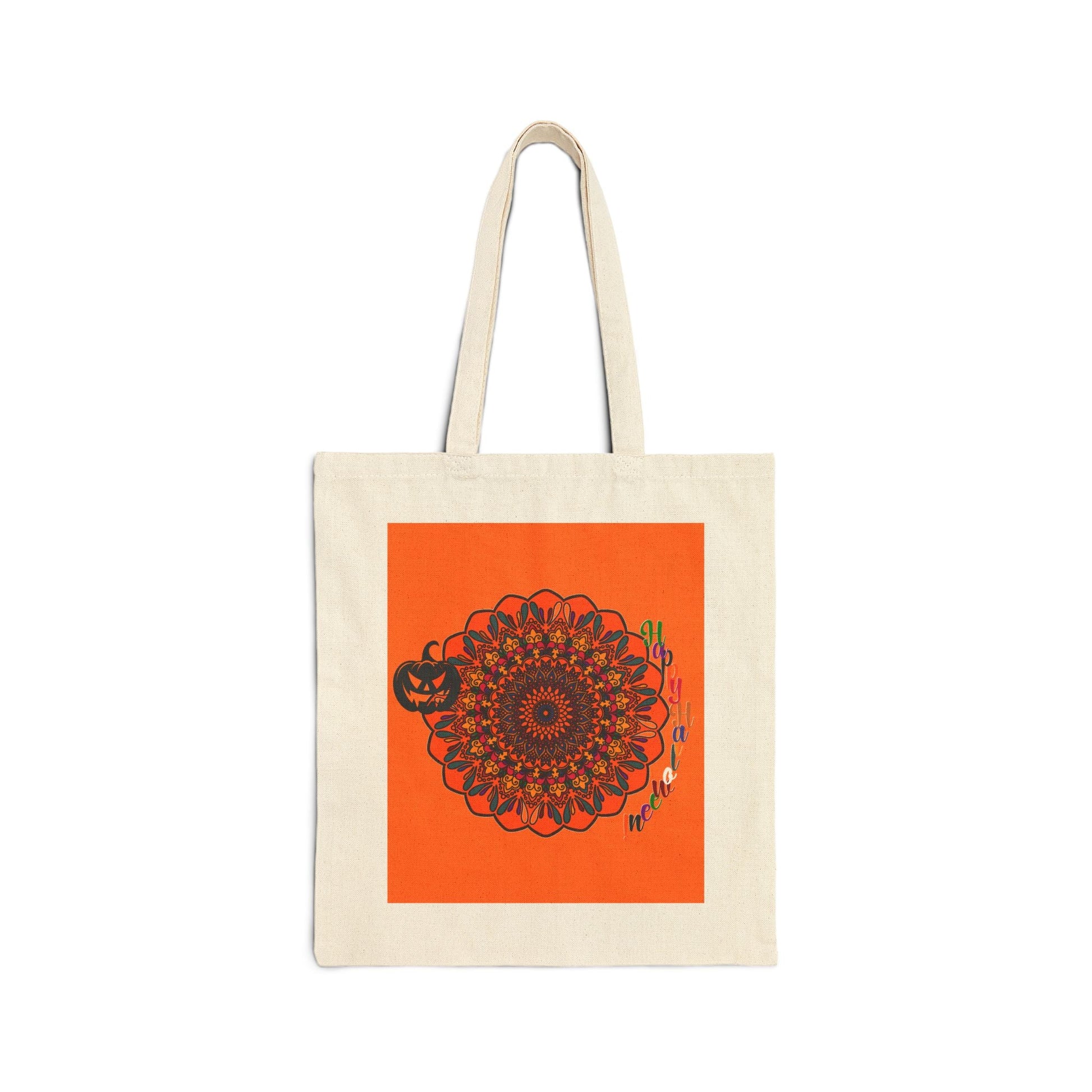 Perfect Trick - or - Treat Accessory - "Spooky & Fun" Halloween Mandala Cotton Canvas Tote Bag - Blululi