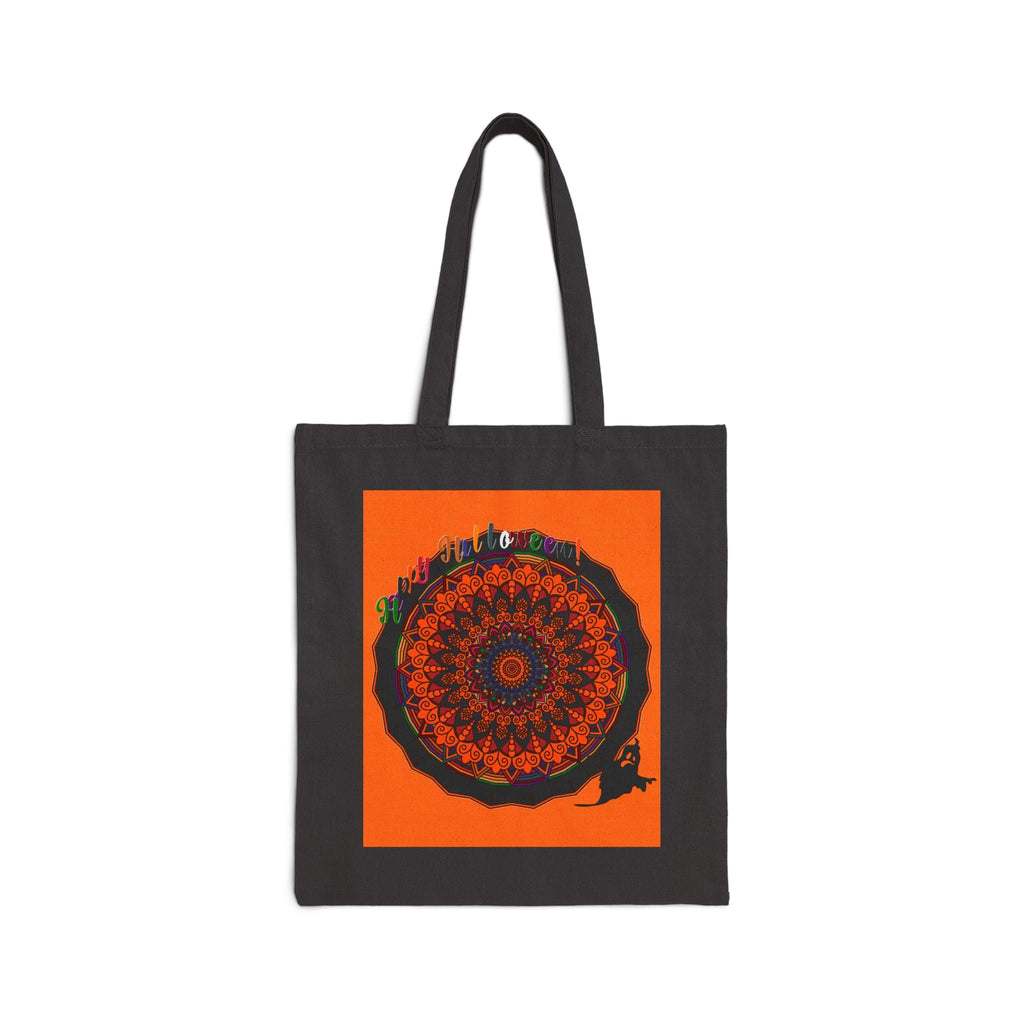 Perfect Trick - or - Treat Accessory - "Spooky & Fun" Halloween Mandala Cotton Canvas Tote Bag - Blululi