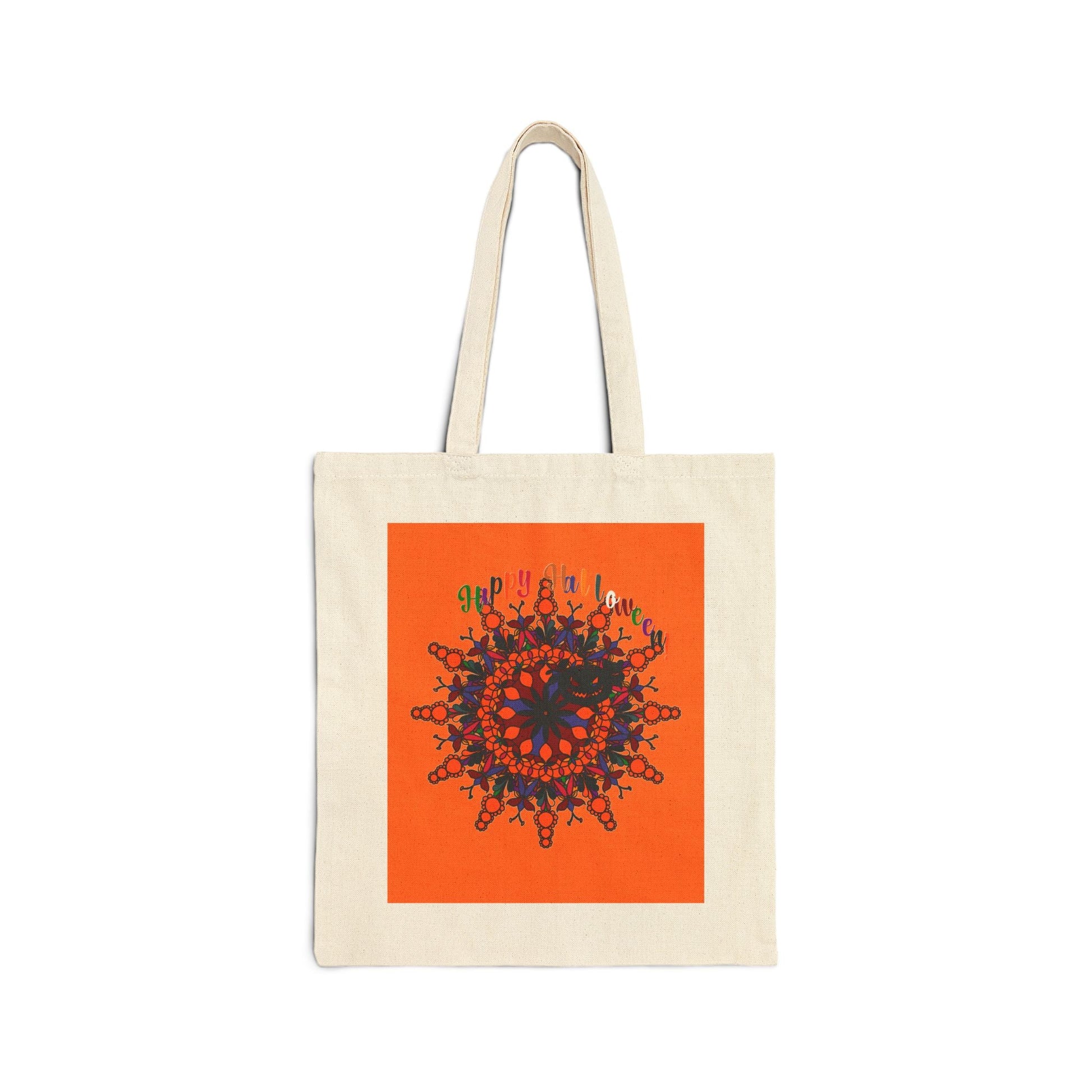 Perfect Trick - or - Treat Accessory - "Spooky & Fun" Halloween Mandala Cotton Canvas Tote Bag - Blululi