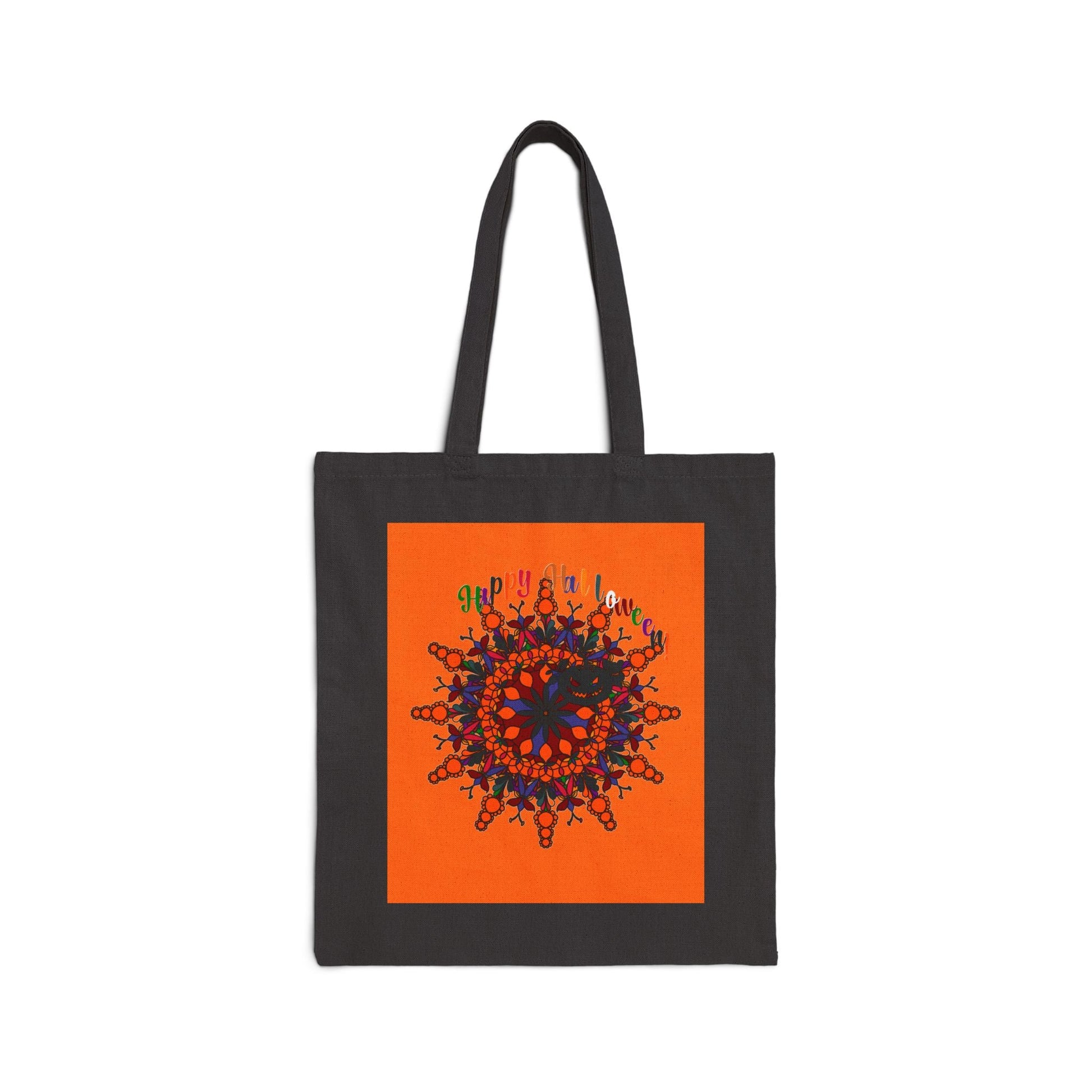 Perfect Trick - or - Treat Accessory - "Spooky & Fun" Halloween Mandala Cotton Canvas Tote Bag - Blululi