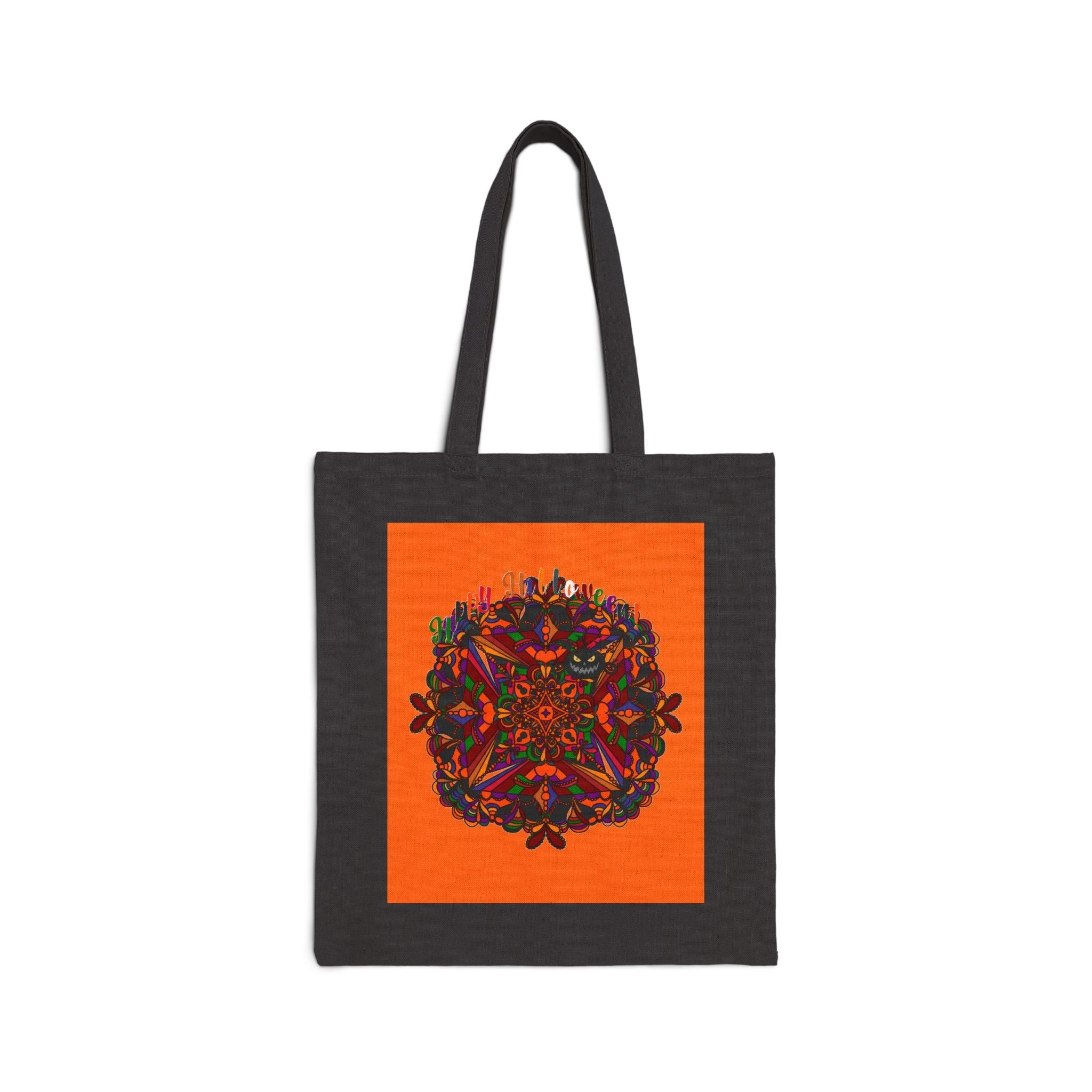 Perfect Trick - or - Treat Accessory - "Spooky & Fun" Halloween Mandala Cotton Canvas Tote Bag - Blululi