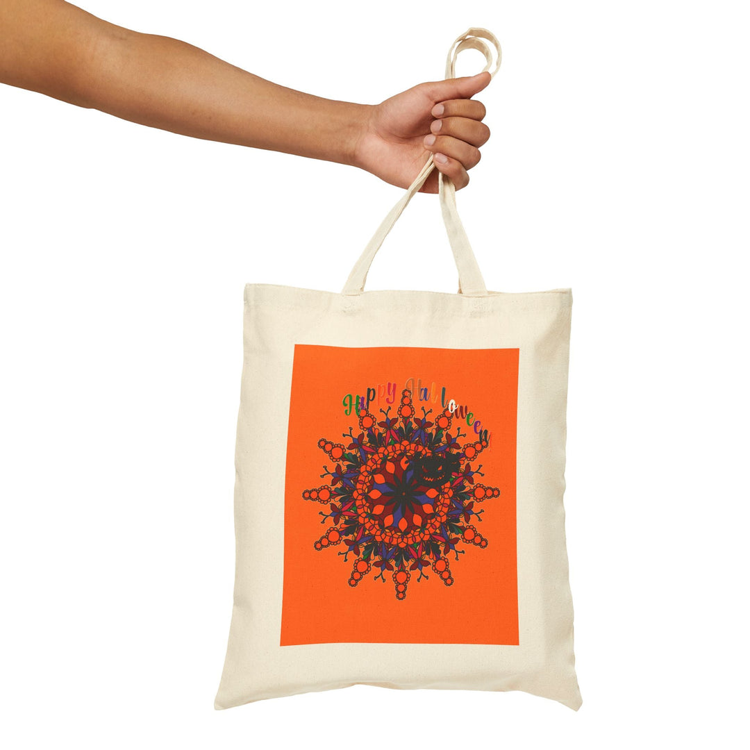 Perfect Trick - or - Treat Accessory - "Spooky & Fun" Halloween Mandala Cotton Canvas Tote Bag - Blululi