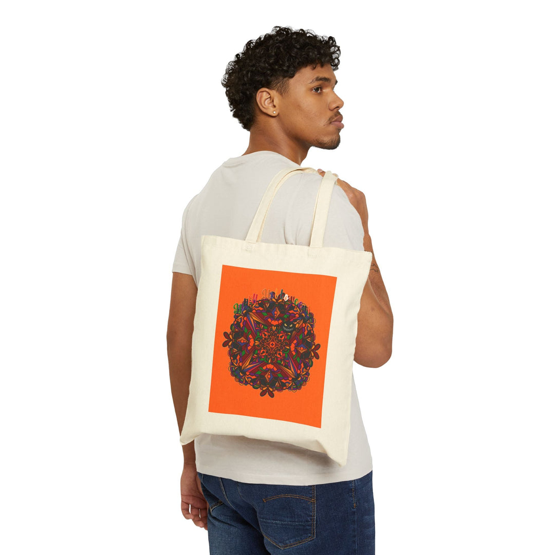 Perfect Trick - or - Treat Accessory - "Spooky & Fun" Halloween Mandala Cotton Canvas Tote Bag - Blululi