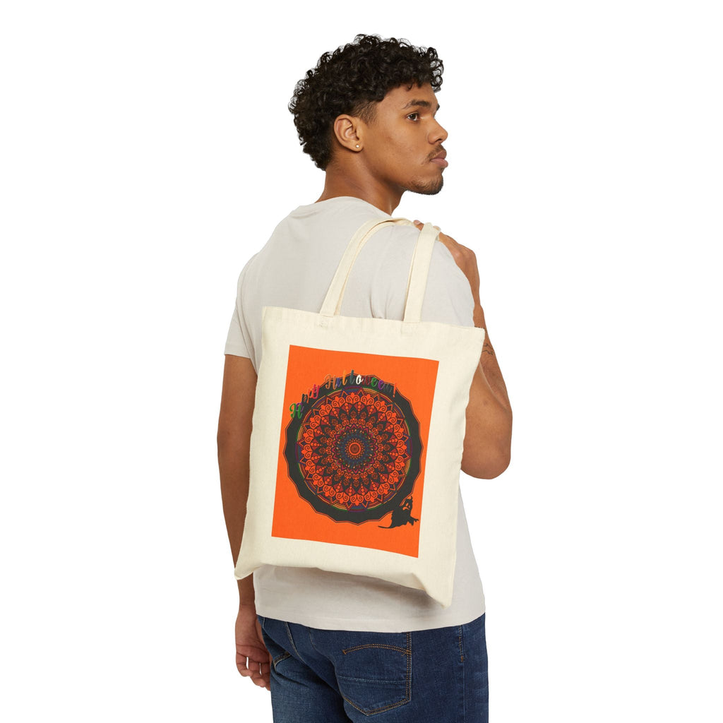 Perfect Trick - or - Treat Accessory - "Spooky & Fun" Halloween Mandala Cotton Canvas Tote Bag - Blululi