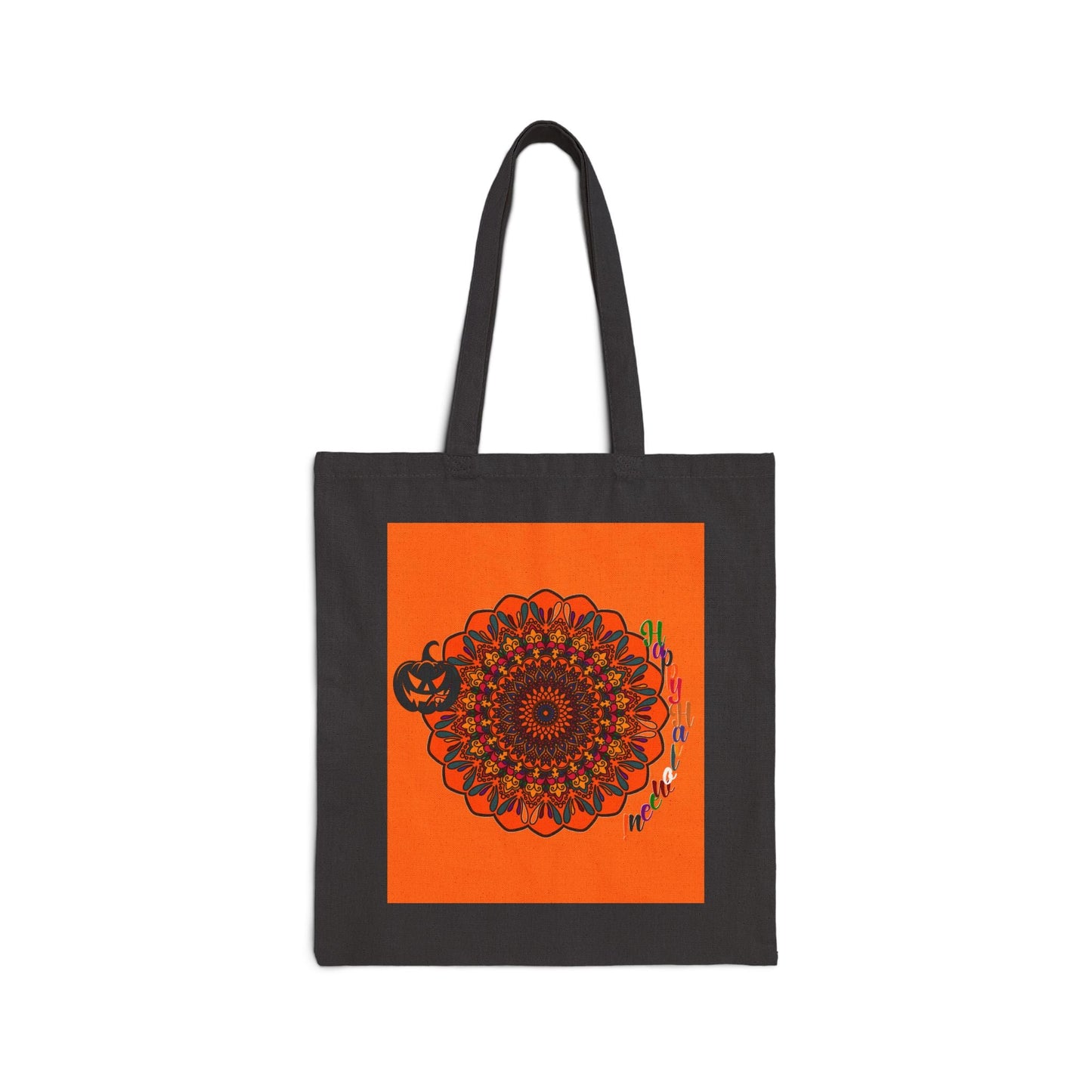 Perfect Trick - or - Treat Accessory - "Spooky & Fun" Halloween Mandala Cotton Canvas Tote Bag - Blululi