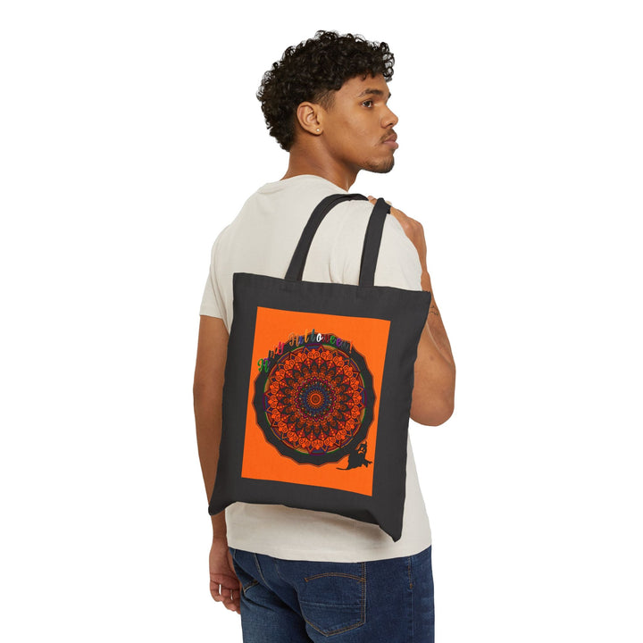 Perfect Trick - or - Treat Accessory - "Spooky & Fun" Halloween Mandala Cotton Canvas Tote Bag - Blululi