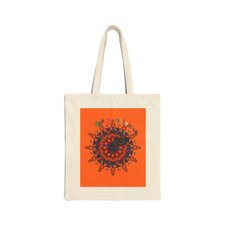 Perfect Trick - or - Treat Accessory - "Spooky & Fun" Halloween Mandala Cotton Canvas Tote Bag - Blululi