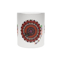 Personalized Halloween Mandala Metallic Mug - Pumpkin Mandala Design - Hand - Drawn Art - Silver and Gold - Blululi