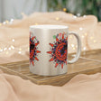 Personalized Halloween Mandala Metallic Mug - Pumpkin Mandala Design - Hand - Drawn Art - Silver and Gold - Blululi