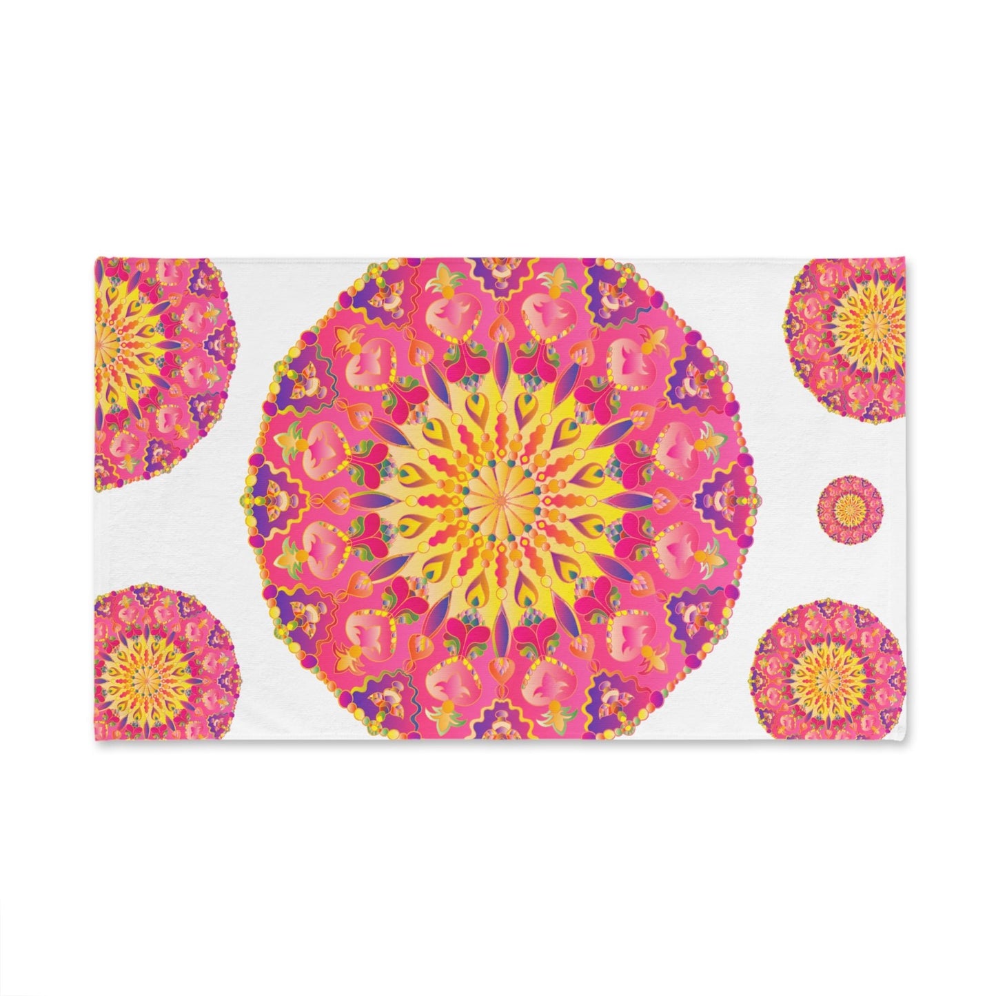 Pink & Yellow Mandala Hand Towel - Boho Decor Home Decor - Blululi