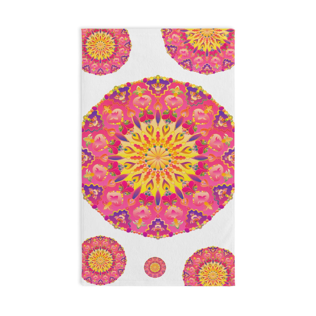 Pink & Yellow Mandala Hand Towel - Boho Decor Home Decor - Blululi