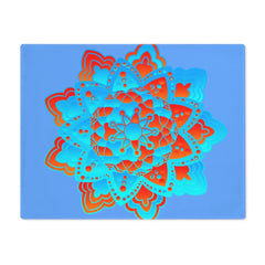 Placemat with Mandala Art Drawn by Hand - Blue - Orange, 1pc - Blululi