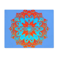 Placemat with Mandala Art Drawn by Hand - Blue - Orange, 1pc - Blululi