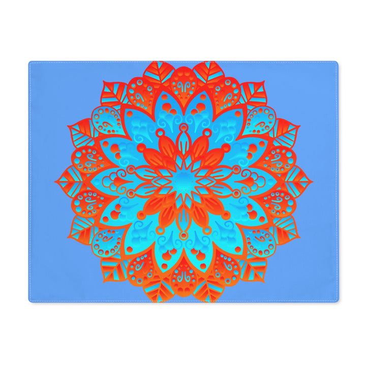 Placemat with Mandala Art Drawn by Hand - Blue - Orange, 1pc - Blululi