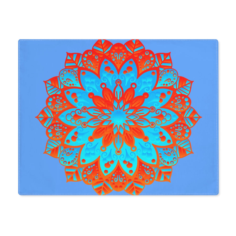 Placemat with Mandala Art Drawn by Hand - Blue - Orange, 1pc - Blululi