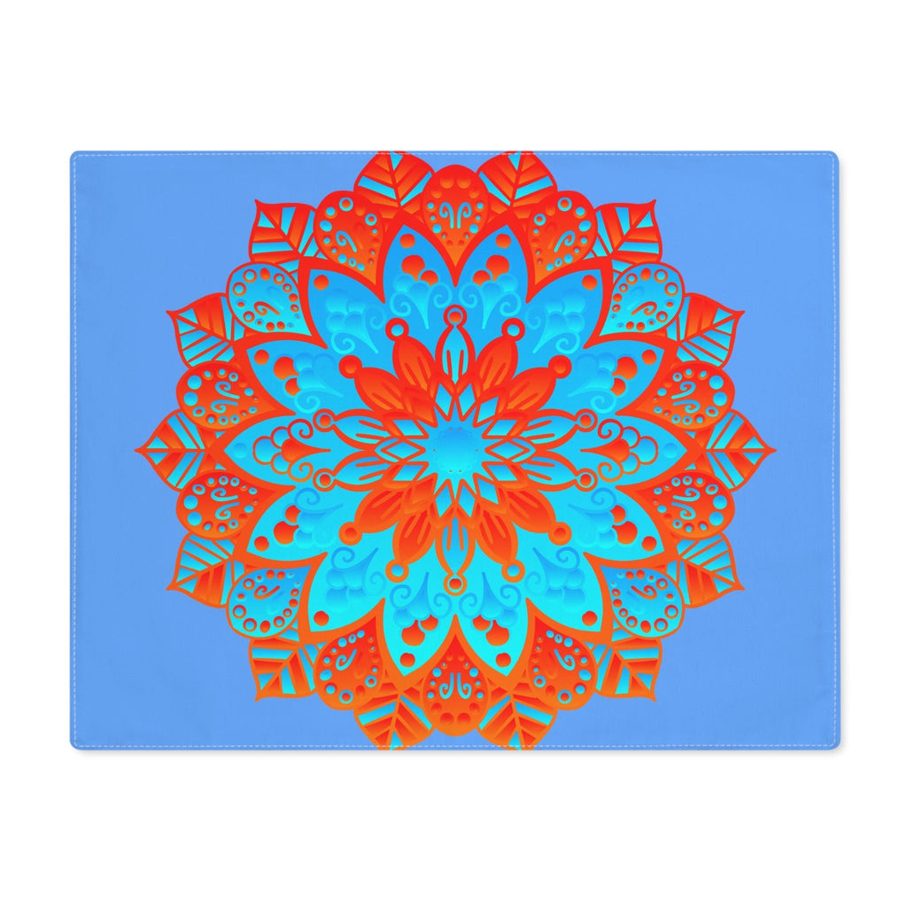 Placemat with Mandala Art Drawn by Hand - Blue - Orange, 1pc - Blululi