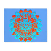 Placemat with Mandala Art Drawn by Hand - Blue - Orange, 1pc - Blululi