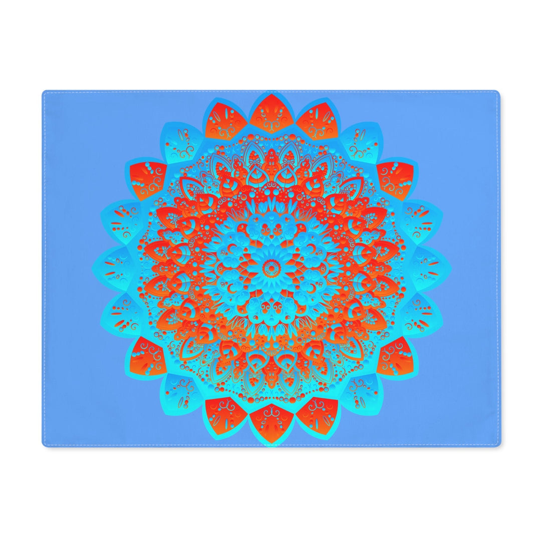 Placemat with Mandala Art Drawn by Hand - Blue - Orange, 1pc - Blululi