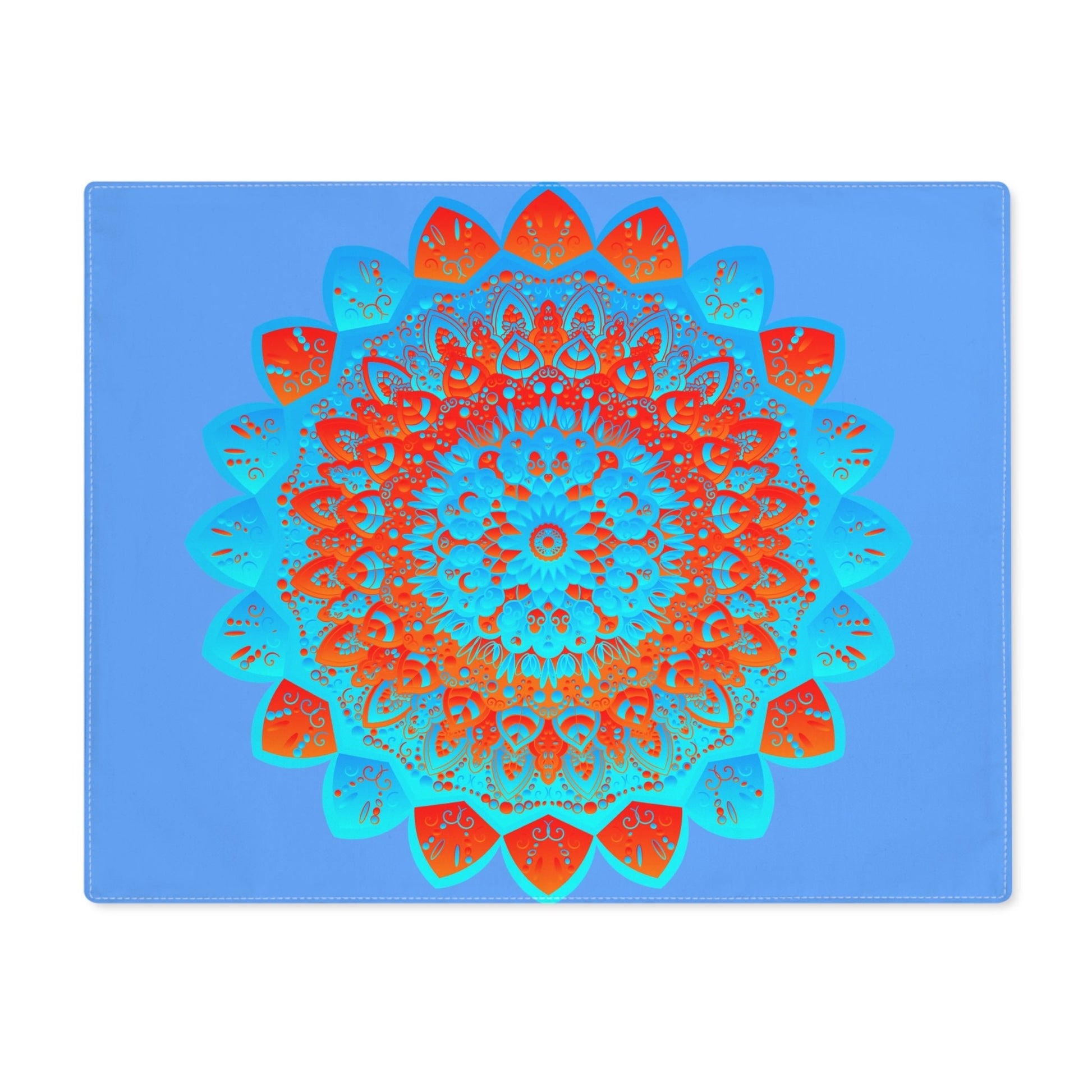 Placemat with Mandala Art Drawn by Hand - Blue - Orange, 1pc - Blululi