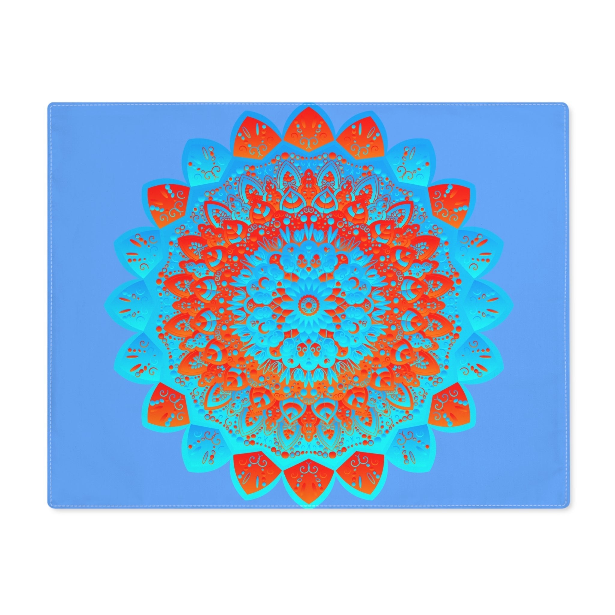 Placemat with Mandala Art Drawn by Hand - Blue - Orange, 1pc - Blululi