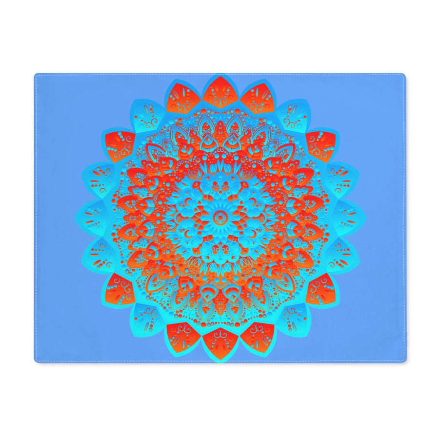 Placemat with Mandala Art Drawn by Hand - Blue - Orange, 1pc - Blululi