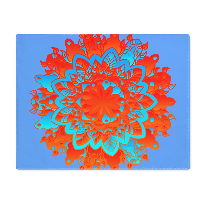 Placemat with Mandala Art Drawn by Hand - Blue - Orange, 1pc - Blululi