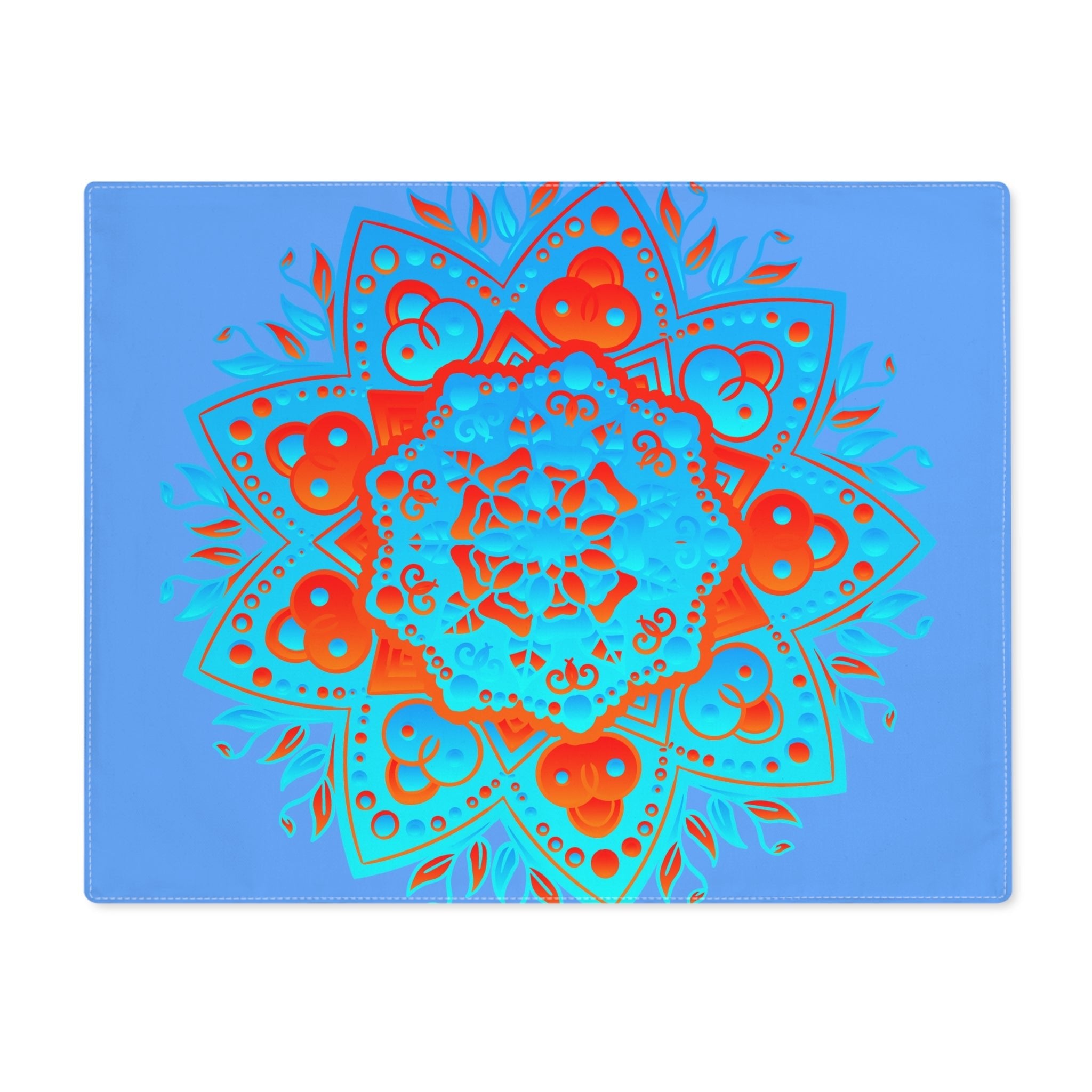 Placemat with Mandala Art Drawn by Hand - Blue - Orange, 1pc - Blululi