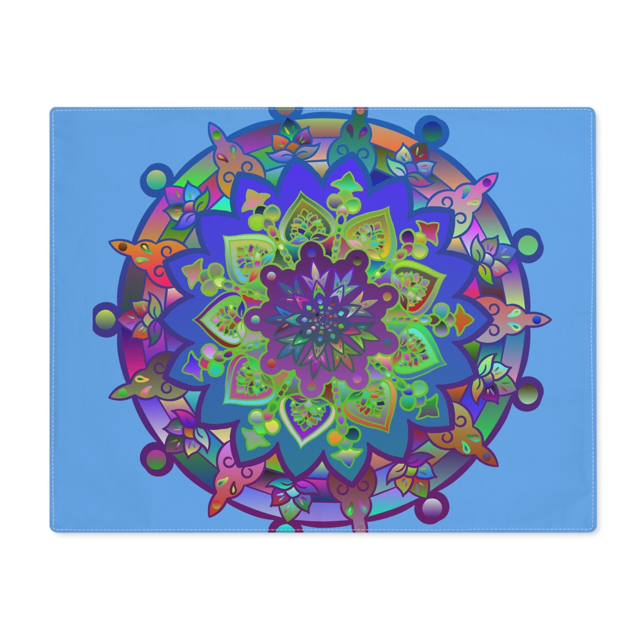 Placemat with Mandala Art Drawn by Hand, Light Blue 1pc - Blululi