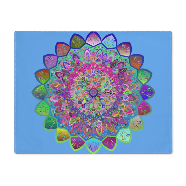 Placemat with Mandala Art Drawn by Hand, Light Blue 1pc - Blululi