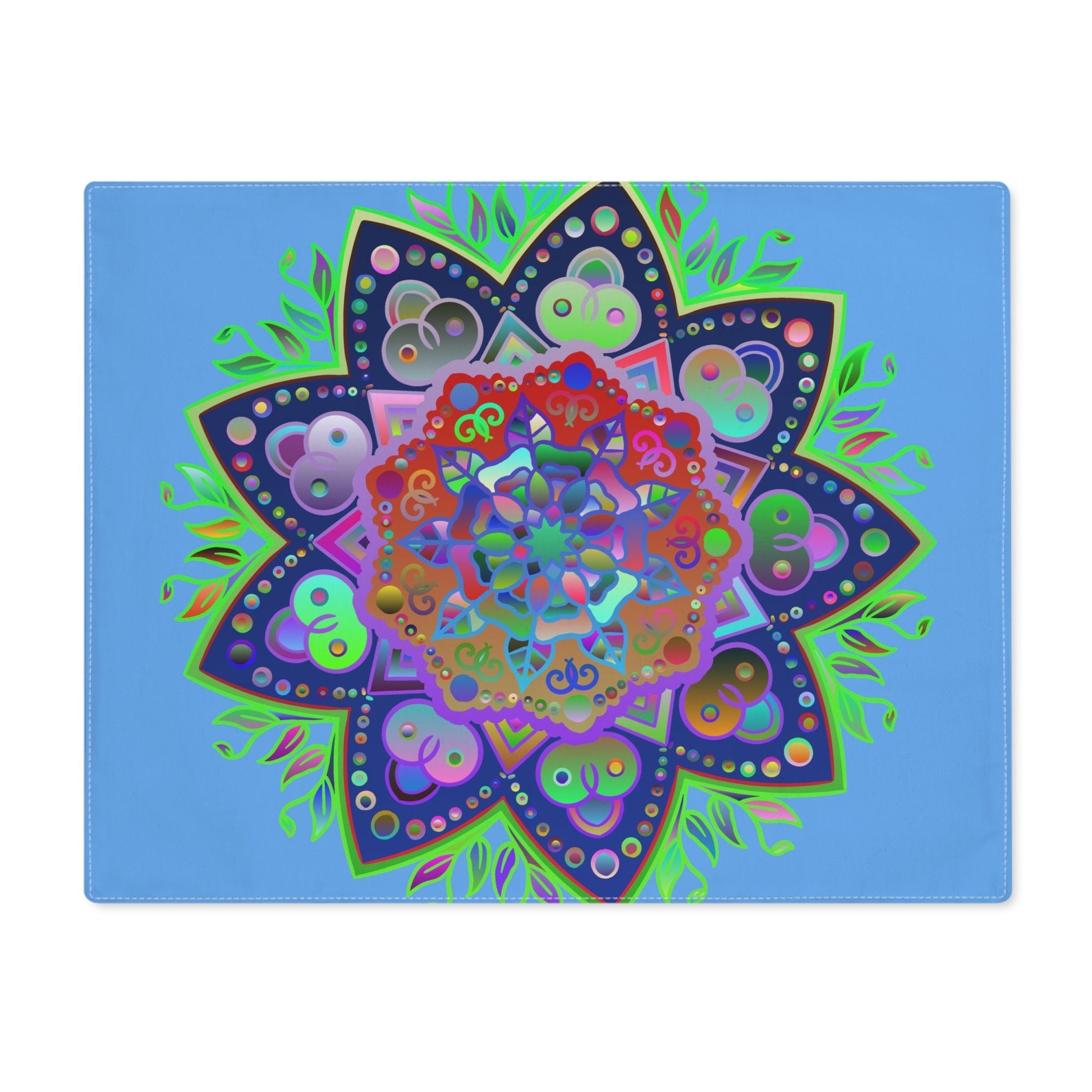 Placemat with Mandala Art Drawn by Hand, Light Blue 1pc - Blululi