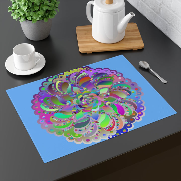 Placemat with Mandala Art Drawn by Hand - Light Blue, 1pc - Blululi