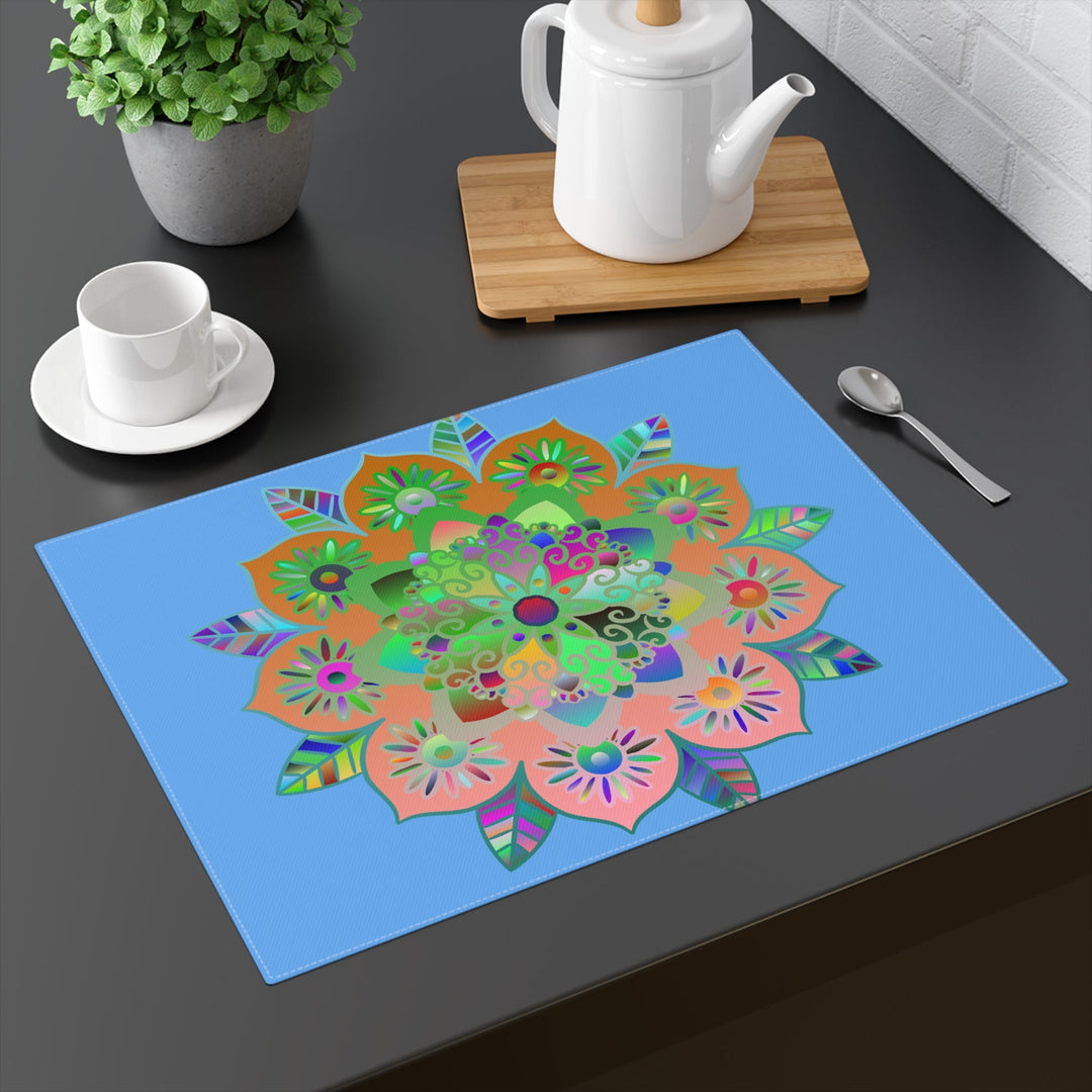 Placemat with Mandala Art Drawn by Hand - Light Blue, 1pc - Blululi