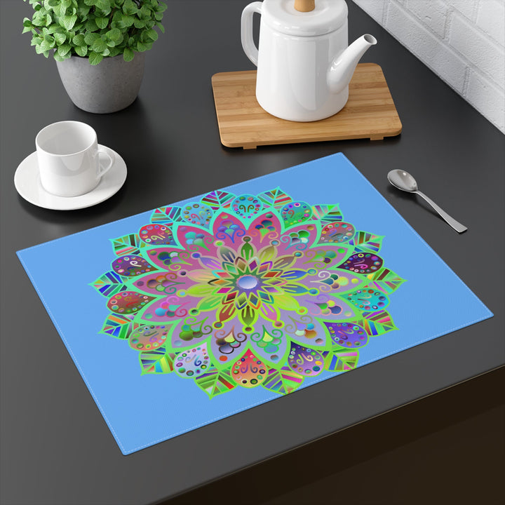 Placemat with Mandala Art Drawn by Hand - Light Blue, 1pc - Blululi