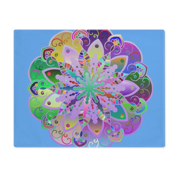 Placemat with Mandala Art Drawn by Hand, Light Blue 1pc - Blululi