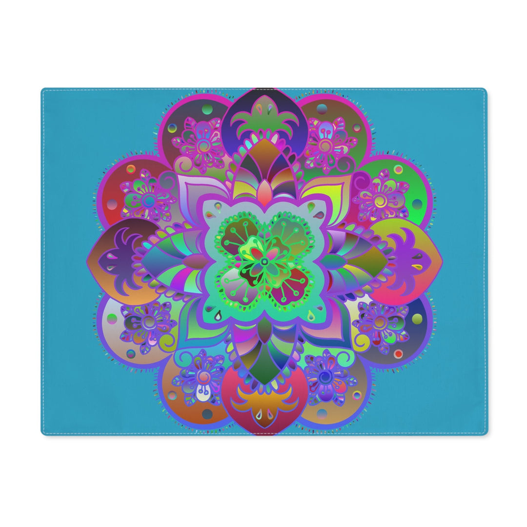 Placemat with Mandala Art Drawn by Hand, Turquoise 1pc - Blululi