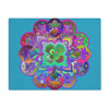 Placemat with Mandala Art Drawn by Hand, Turquoise 1pc - Blululi