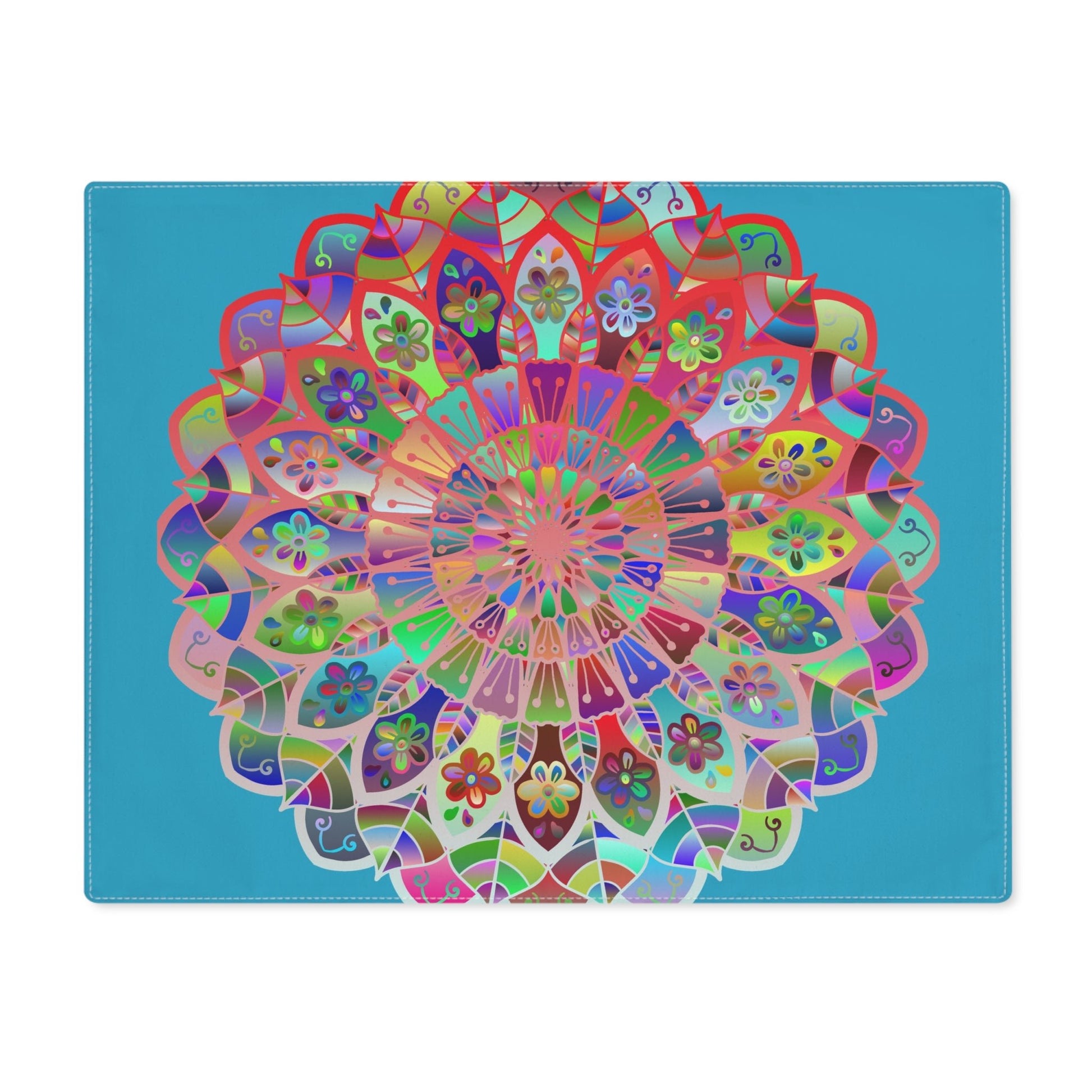 Placemat with Mandala Art Drawn by Hand, Turquoise 1pc - Blululi