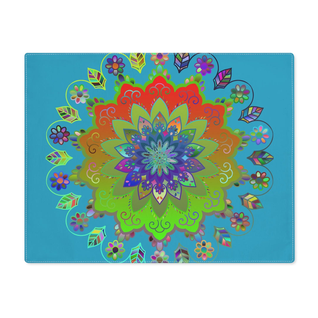 Placemat with Mandala Art Drawn by Hand, Turquoise 1pc - Blululi