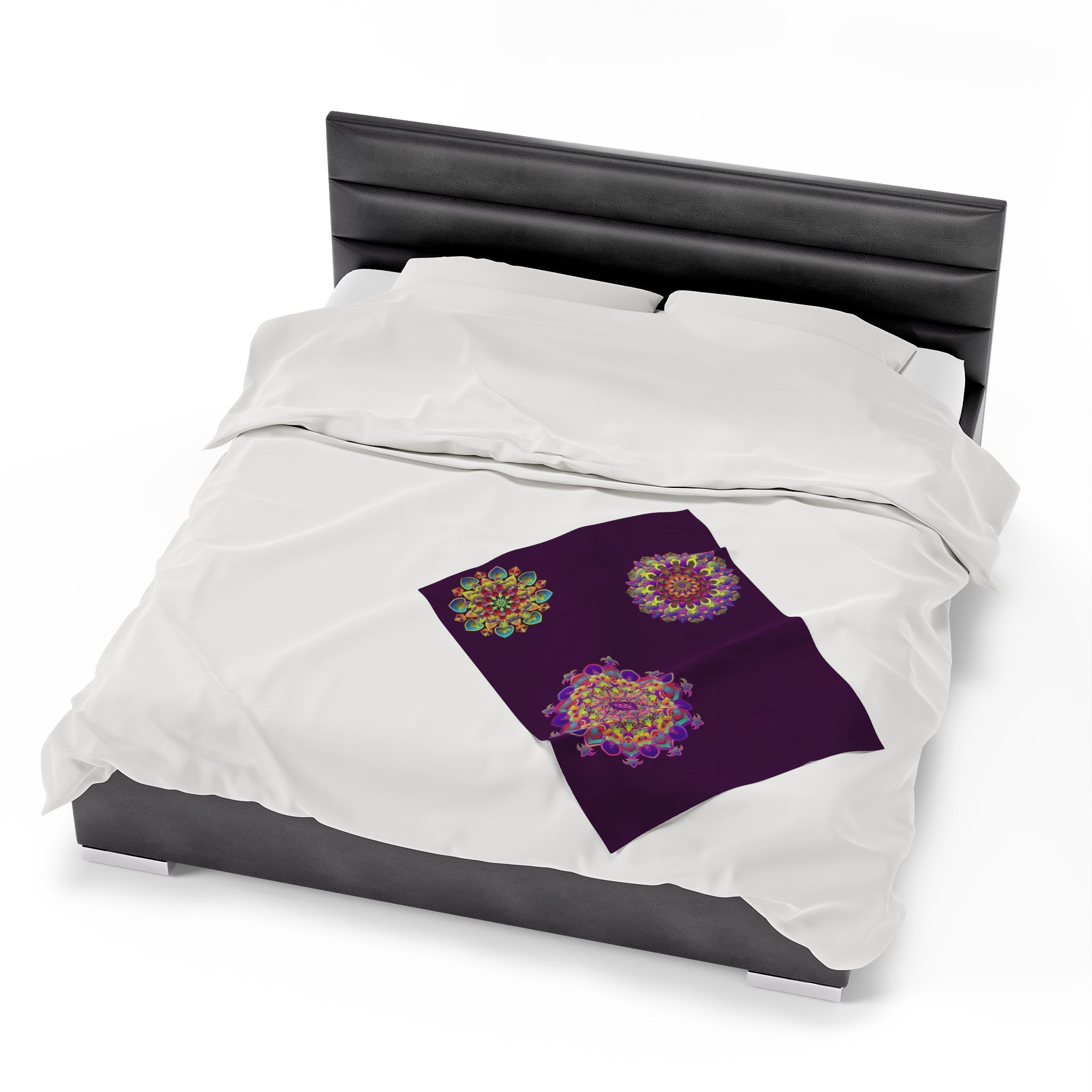 Plush Blanket - Dark Plum Meditative Mandala Design All Over Prints - Blululi