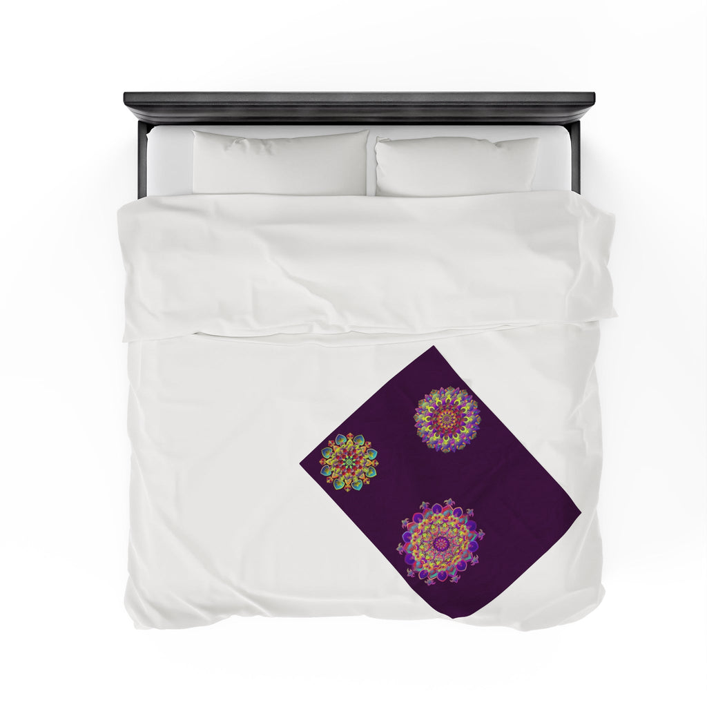 Plush Blanket - Dark Plum Meditative Mandala Design All Over Prints - Blululi