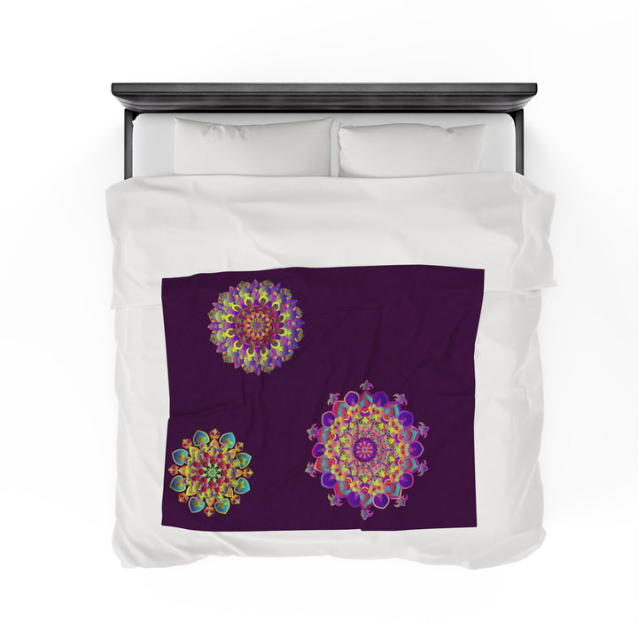 Plush Blanket - Dark Plum Meditative Mandala Design All Over Prints - Blululi