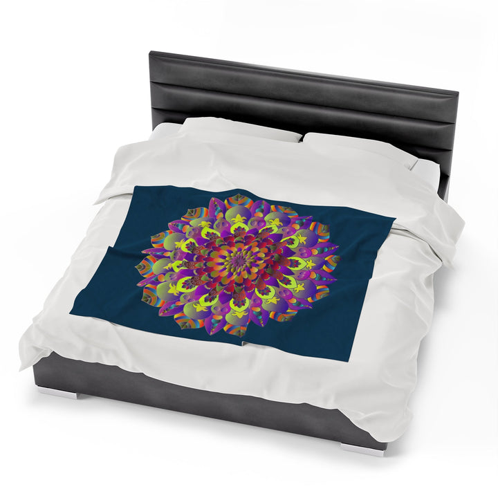 Plush Blanket - Dark Teal Hand Drawn Mandala Art - Medium All Over Prints - Blululi