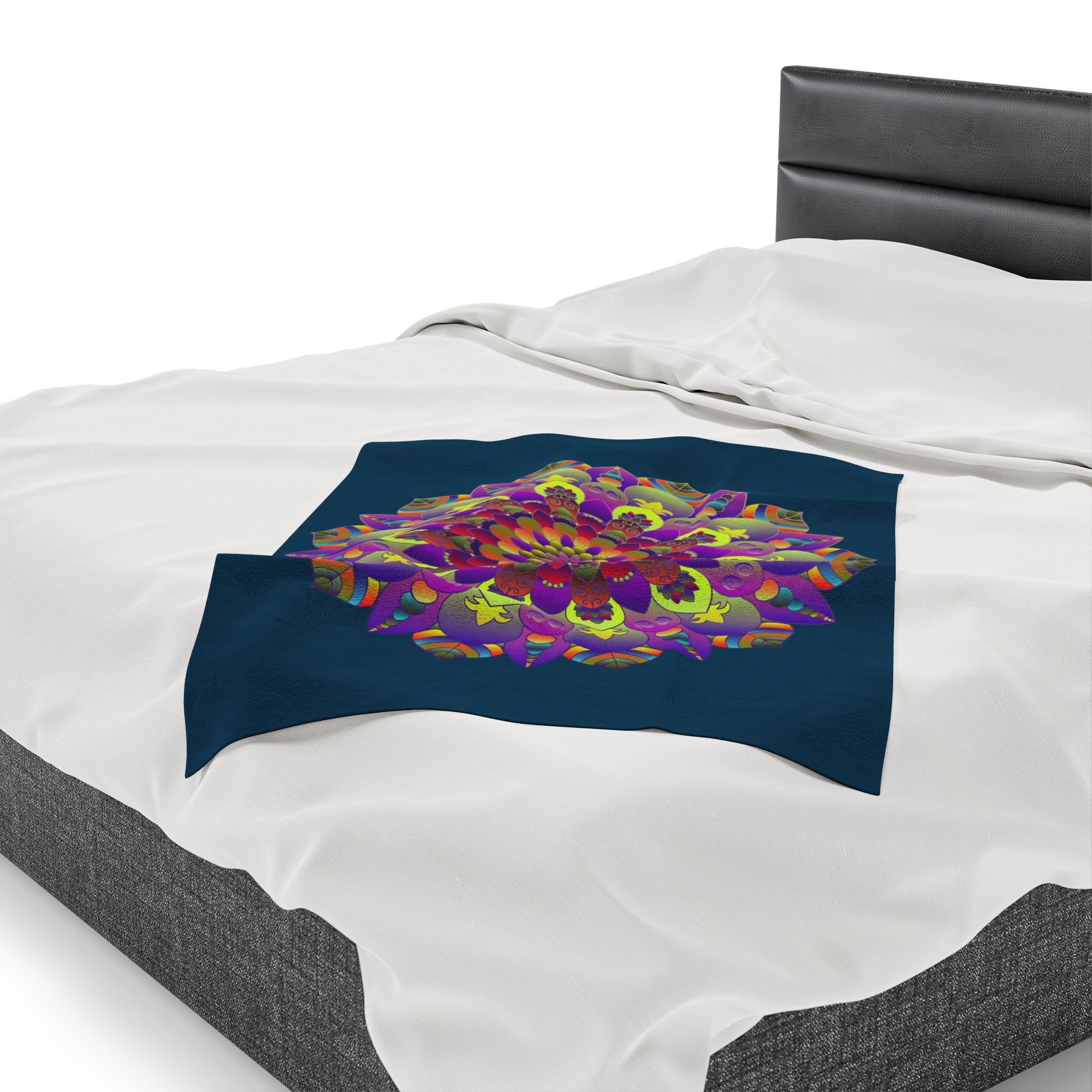 Plush Blanket - Dark Teal Hand Drawn Mandala Art - Medium All Over Prints - Blululi